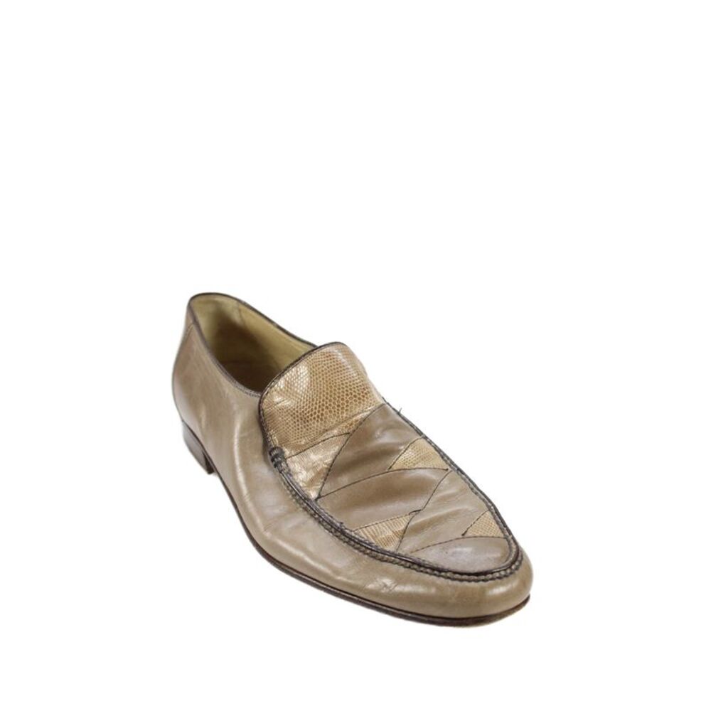 Bruno Magli Mens Leather Dress Shoe Loafers Beige Size 10 Narrow